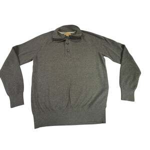 Blue Pronto Uomo Men's Grey Cotton Blend Funnel Neck Sweater Size L